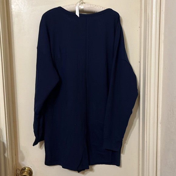 New V Neck Button Rompers Long Sleeve Loose 1 Piece Short Jumpsuit with Pockets - Picture 4 of 9